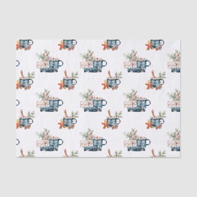 Simple Winter Blue Aesthetic Watercolor Christmas Tissue Paper (Front)