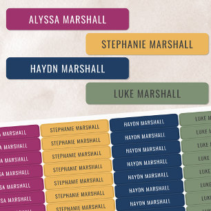 Simple Winter Bright Colors Kids Waterproof Name Labels