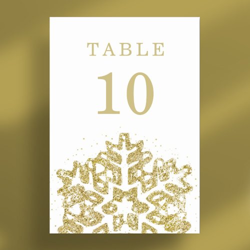 Simple Winter Christmas Holiday Wedding Gold Table Number