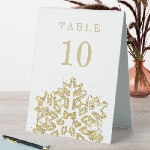 Simple Winter Christmas Holiday Wedding Gold Table Tent Sign