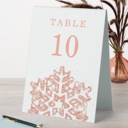 Simple Winter Christmas Holiday Wedding Rose Gold  Table Tent Sign