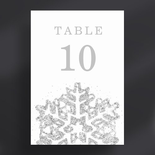 Simple Winter Christmas Holiday Wedding Silver  Table Number