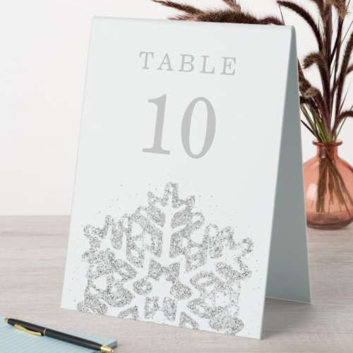 Simple Winter Christmas Holiday Wedding Silver  Table Tent Sign