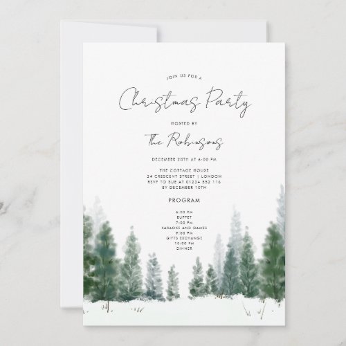 Simple Winter Christmas Party Invite Program Menu