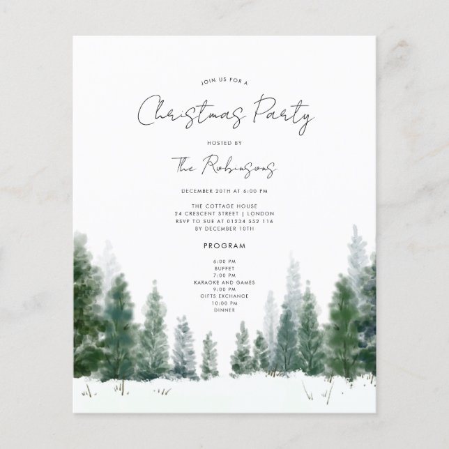 Simple Winter Christmas Party Invite Program Menu Flyer (Front)