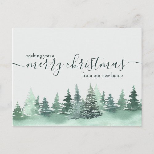 Simple Winter Forest Holiday Moving Announcement Postcard