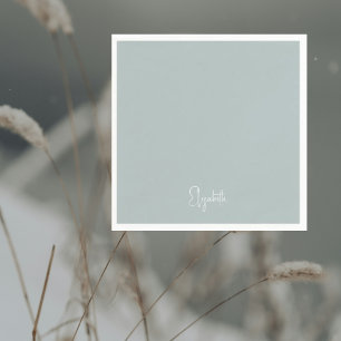 Simple Winter Icy Blue Personalized Cocktail Napkins