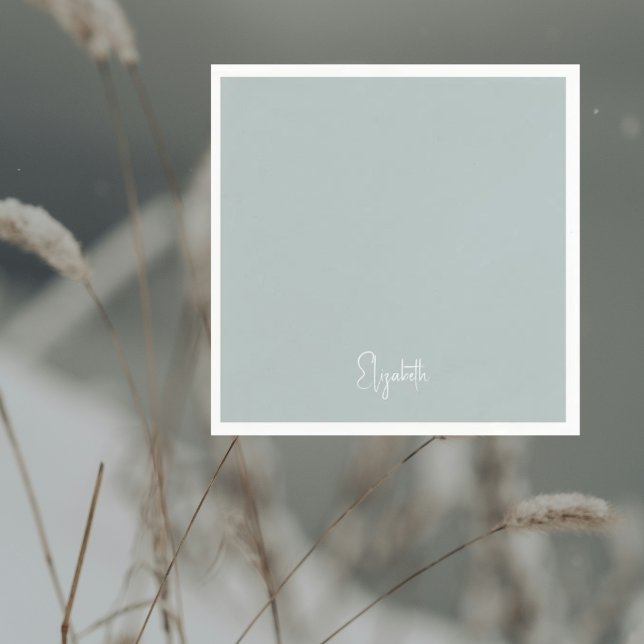 Simple Winter Icy Blue Personalized Cocktail Napkins (Creator Uploaded)