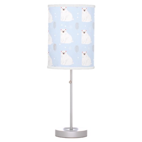 Simple Winter Polar Bear Pattern Nursery Decor Table Lamp