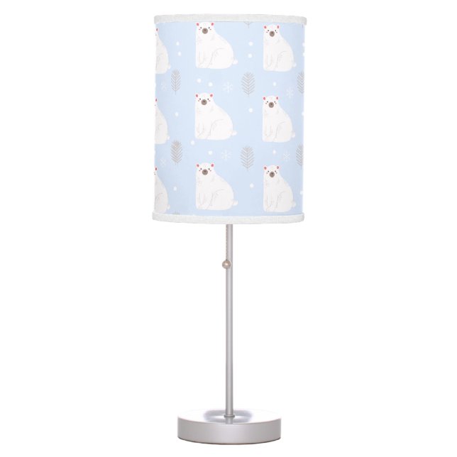 Simple Winter Polar Bear Pattern Nursery Decor Table Lamp (Front)