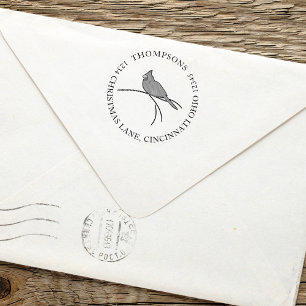 Simple Winter Red Cardinal Nature Return Address Self-inking Stamp