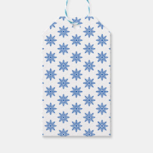 Simple Winter Snowflake Blue and White Gift Tag