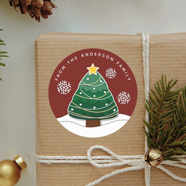 Simple Winter Snowflakes Christmas Holiday Red Classic Round Sticker (Creator Uploaded)