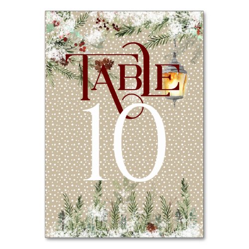 Simple Winter Wedding Reception Table 10 Table Number