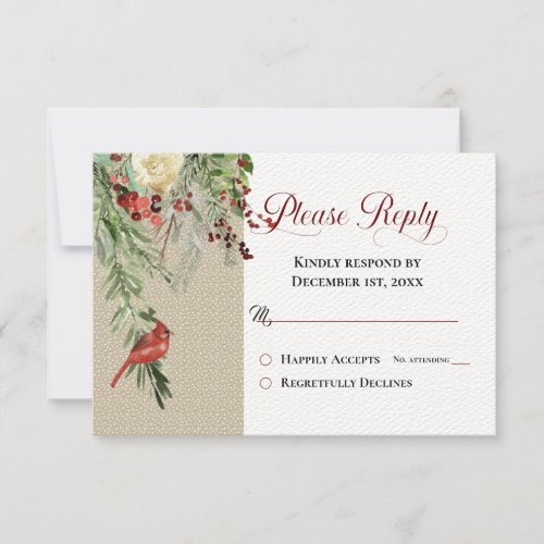 Simple Winter with Cardinal and Floral Wedding