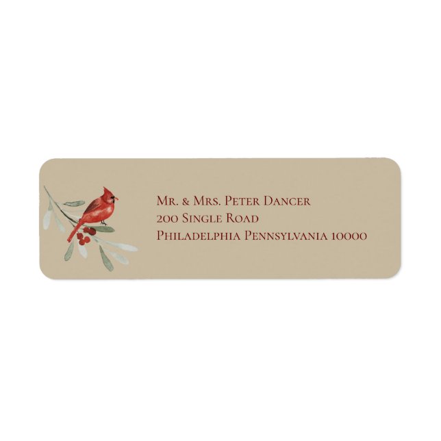 Simple Winter with Cardinal Christmas Label (Front)