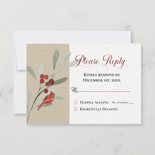 Simple Winter with Cardinal Wedding Reply