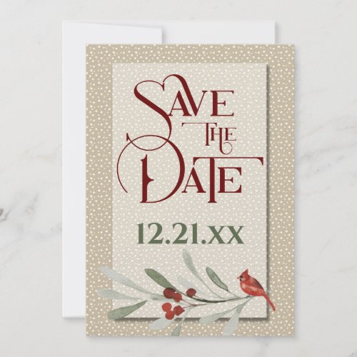 Simple Winter with Cardinal Wedding Save The Date