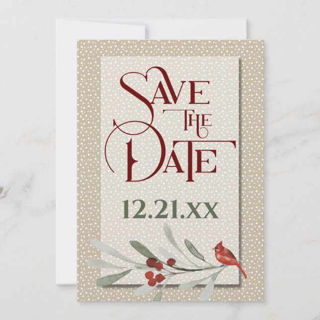 Simple Winter with Engagement Photo Wedding Save The Date (Front)