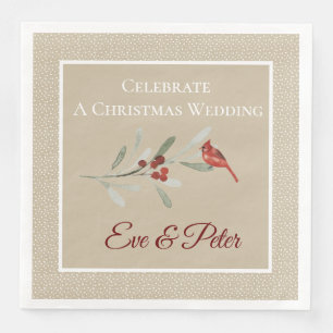 Simple Winters Red Cardinal Square Wedding Paper Dinner Napkins
