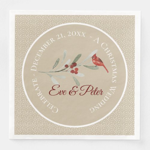 Simple Winters Red Cardinal Wedding Paper Dinner Napkins