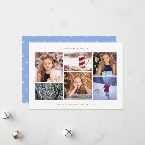 Simple Wintry Snowflake Happy Holiday Photo Card