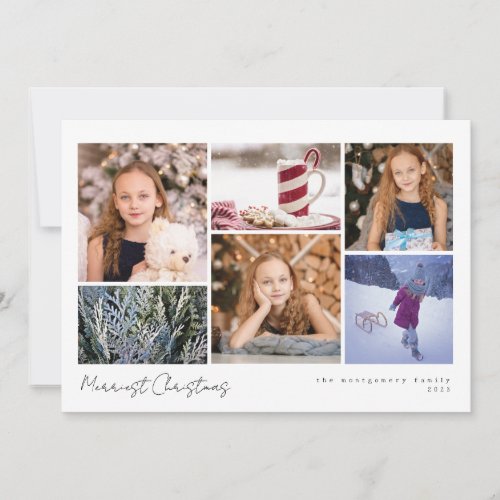 Simple Wintry Snowflake Holiday Multi Photo Card