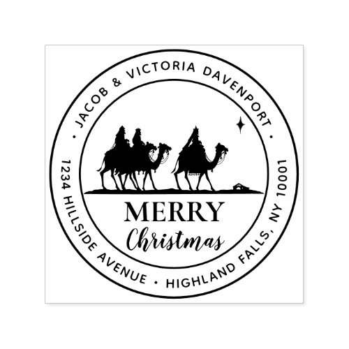 Simple Wise Men Nativity Christmas Return Address Self_inking Stamp