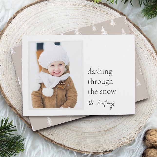 Simple Wish Neutral Minimalist Single Photo Holiday Card (Creator Uploaded)
