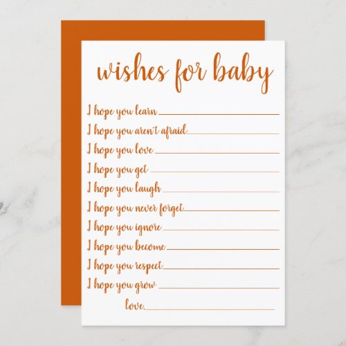 Simple Wishes for Baby  Fall Orange Keepsake Card