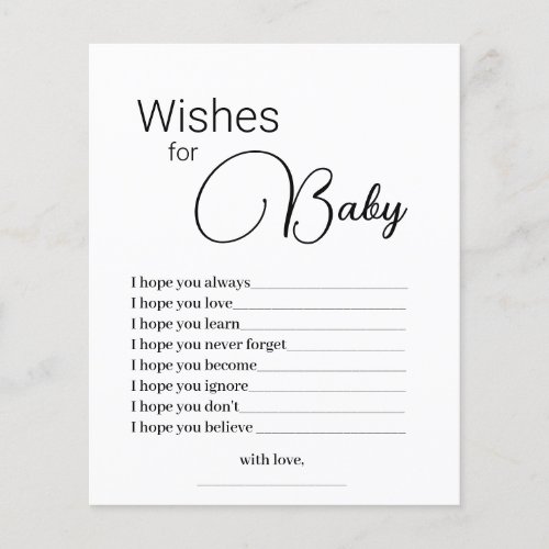 Simple Wishes for Baby Shower Game