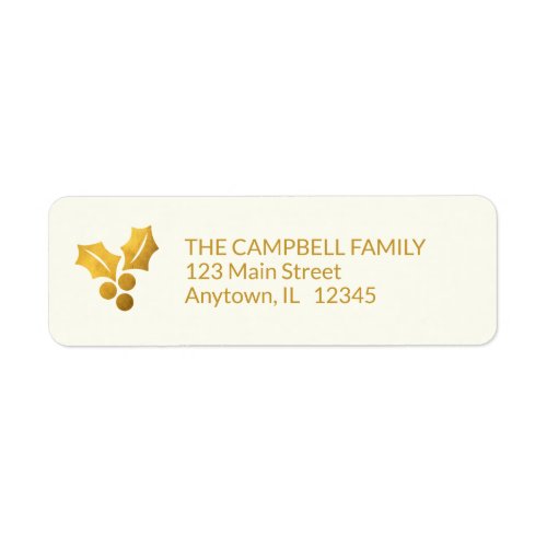 Simple Wishes â Gold Holly Return Address Label