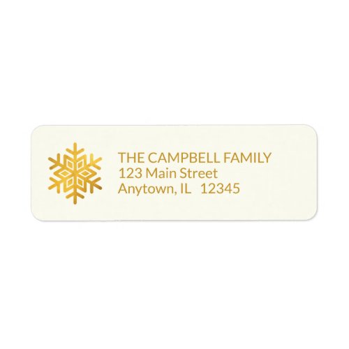 Simple Wishes  Gold Snowflake Return Address Label