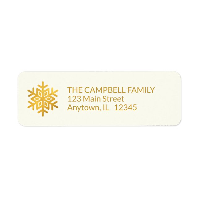 Simple Wishes • Gold Snowflake Return Address Label (Front)
