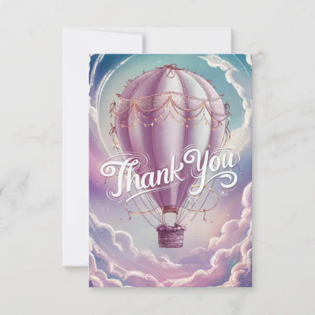 Simple Wishes Hot Air Balloon Thank You Card | Zazzle