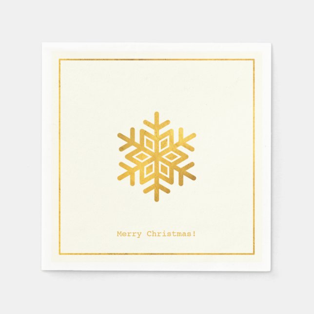 Simple Wishes • Minimal Gold Snowflake Christmas Napkins (Front)