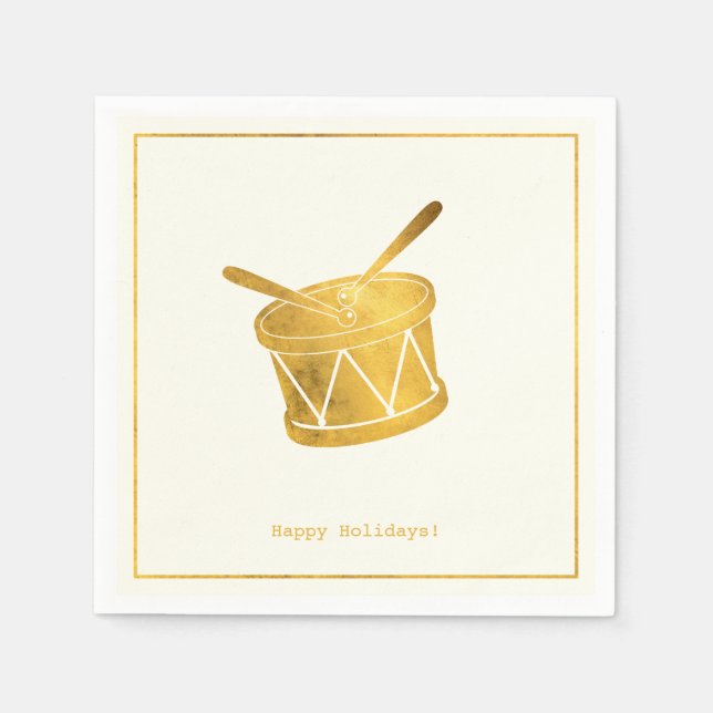 Simple Wishes • Minimalist Gold Drum Christmas Napkins (Front)