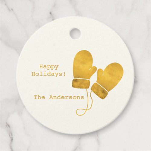 Simple Wishes  Minimalist Gold Mittens Christmas Favor Tags
