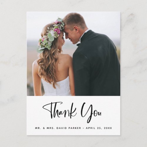 Simple Wishes  Photo Wedding Thank You Postcard