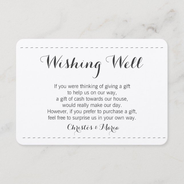 Simple Wishing Well Enclosure Card (Front)