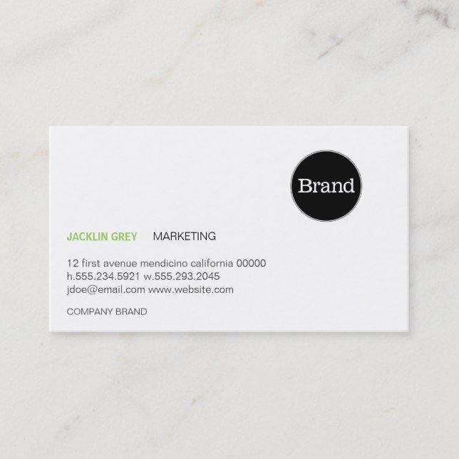 Simple with Logo (apple green) Business Card (Front)