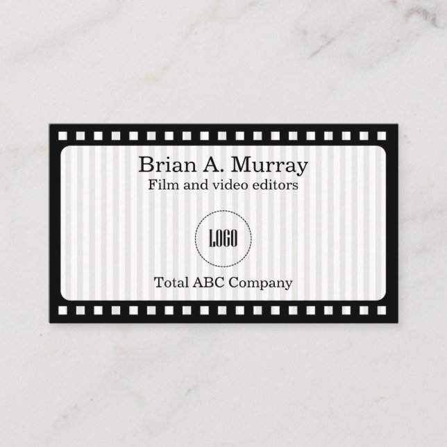 Simple with Modern Film and Video Reel  Business Card (Front)