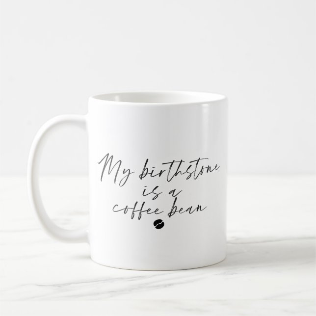Simple Witty Birthstone Coffee Bean Cute Classic Mug (Left)