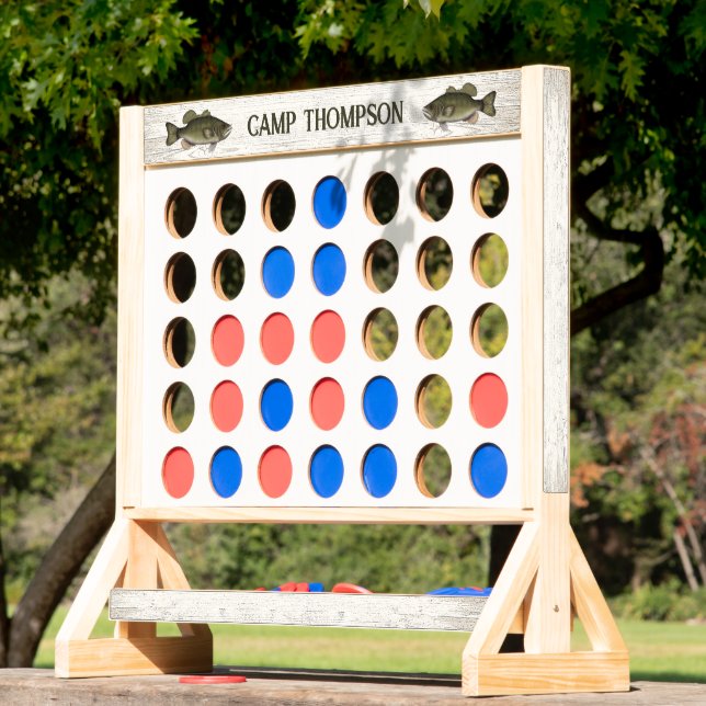 Simple Wood Grain Family Camp Cool Lake Fish  Fast Four (Lawn)