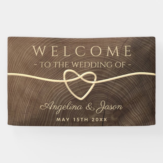 Simple Wood Welcome Wedding Banner (Horizontal)