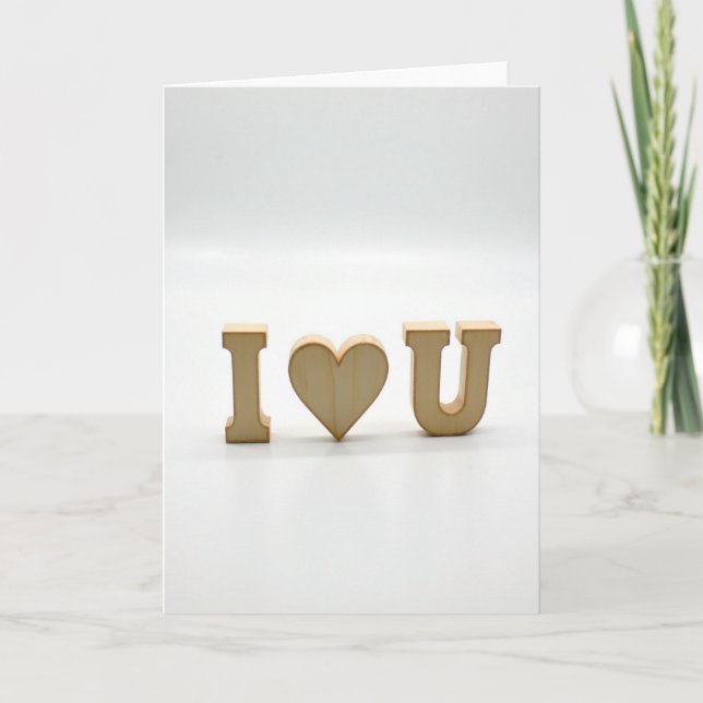 Simple Wooden I Love U Card (Front)