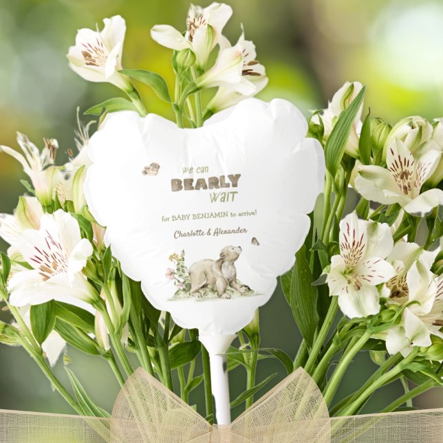 Simple Woodland Bearly Wait Sweet Balloon (We Can Bearly Wait Cute Woodland Bear Balloon ©Susanne Sachers - Sunny Mind 🌞)