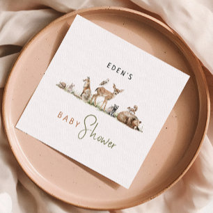 Simple Woodland Forest Animals Baby Shower Napkins