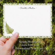 Simple Woodland Green Fern Leaf Personalized