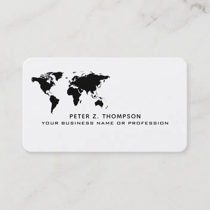 Simple World Map International Trade Black White Business Card Zazzle Com